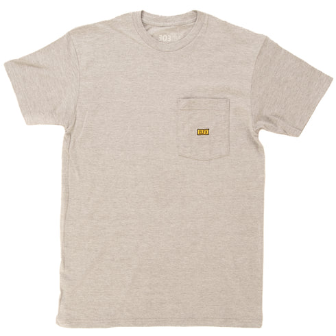 303 Boards - 303 Embroidered Block Pocket Tee (Heather Grey)